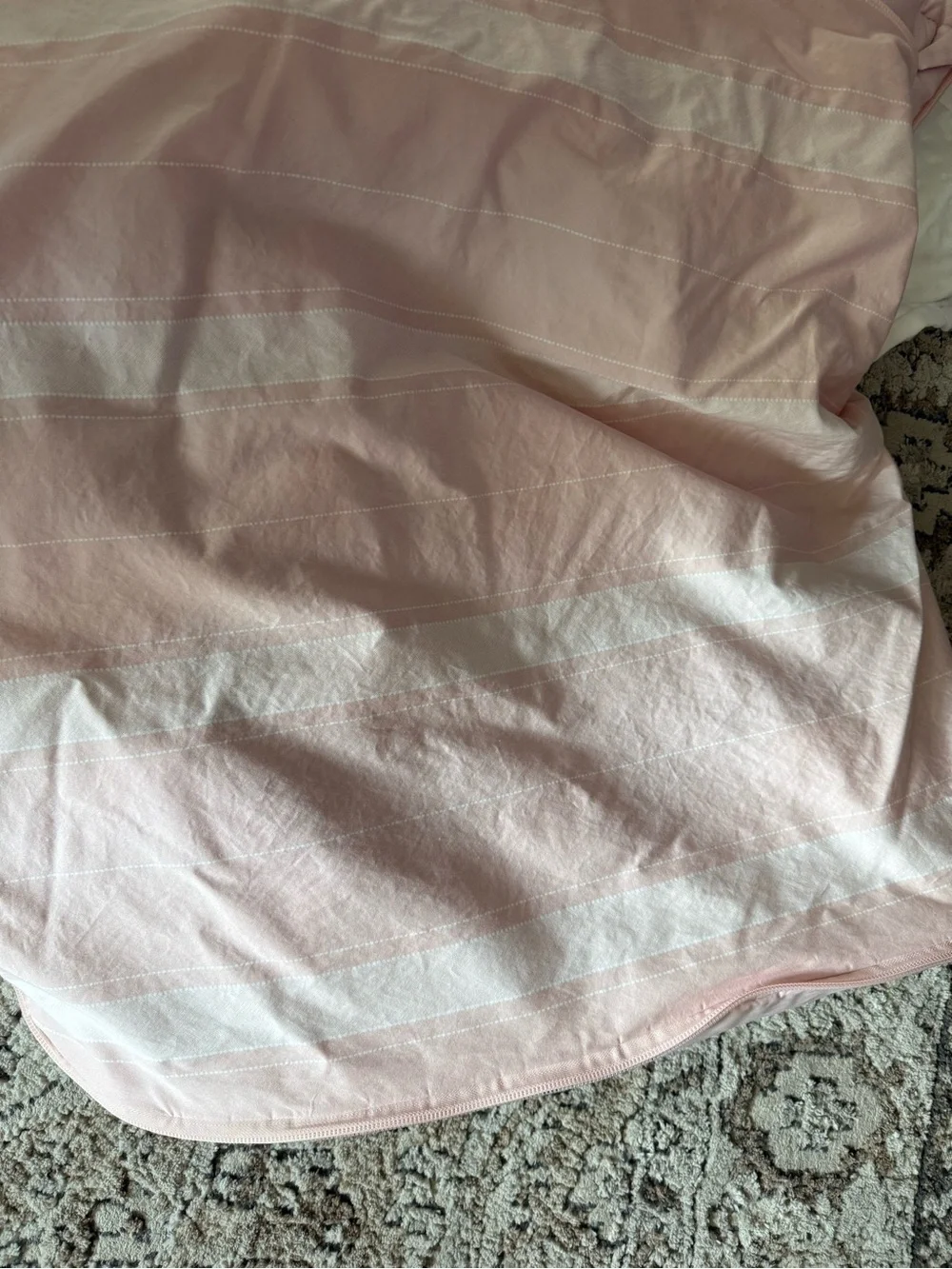 Beddy's Pink Stripe Comforter Cover - Soft Pastel Bedding with Minky inside.